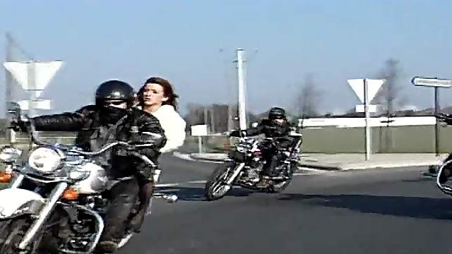 Sexy brunette chick gets it on, outdoors, and on a motorcycle in this hot anal sex