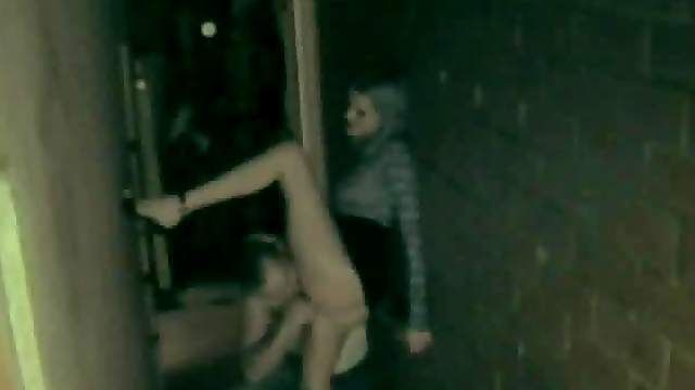 Horny Couple Gets Caught Fucking In An Alley By A Voyeur Cam