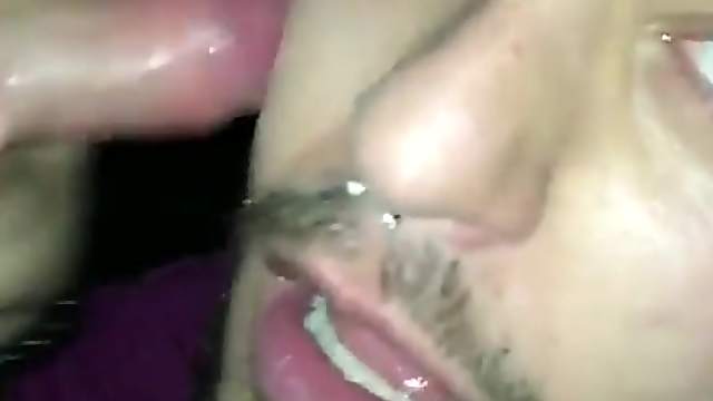 Hot cocksucker get facefucked and a huge load of cum in his face.