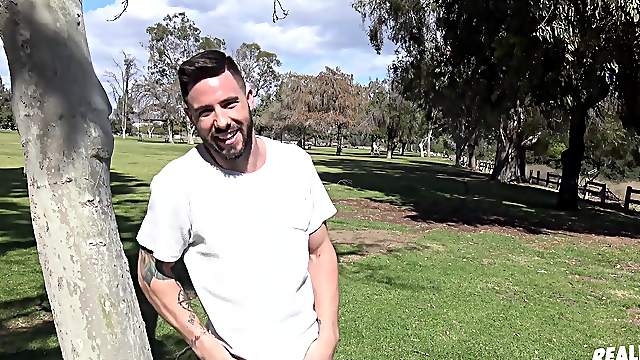 Well dressed gay guy picked up in a park and brought home to fuck