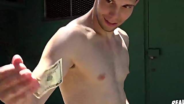 Hipster gay guy sucks and fucks a stranger for money outdoors
