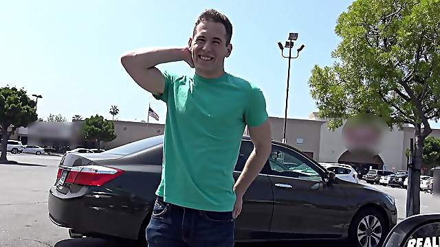Blue eyed cute blonde gay teen sucks his boyfriend in a car