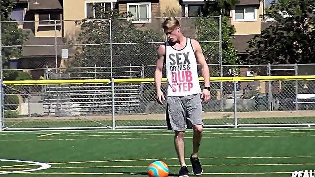 Sporty blonde teen gay dude pounded hardcore outdoors