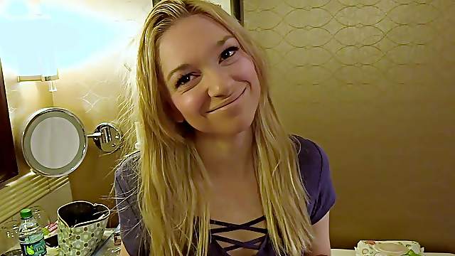 Blonde Ellie gets her pussy pounded doggy and her mouth cum filled