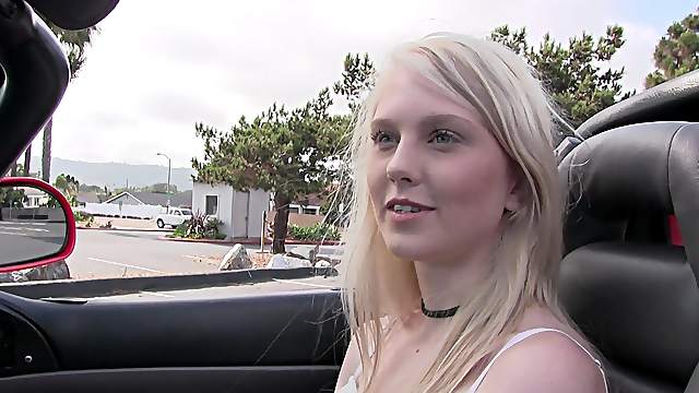 Blonde teen Lily Rader makes a hard cock disappear in her hairy pussy