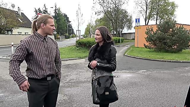 Laura gets picked up on the street, fucked in a car and cum sprayed