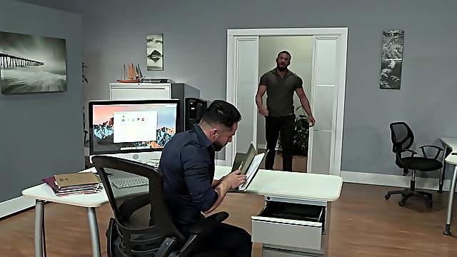 Black gay guy pounds his Latino employee hardcore for punishment