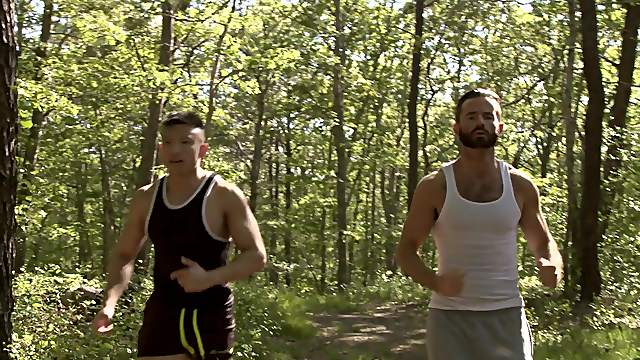 Mature bearded gay man masturbates while thinking about his friend