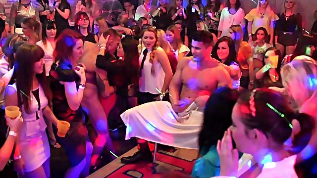Sweet girls take turns at fucking with handsome guys at the party