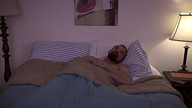 Amazing gay guy wakes up a friend to fuck his tight ass