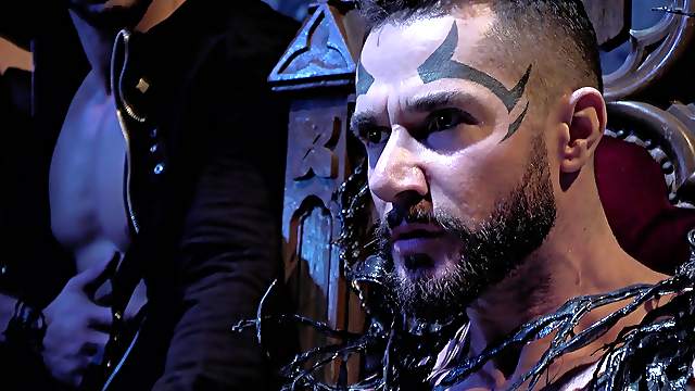 Role play gay threesome with kinky dudes in a dungeon