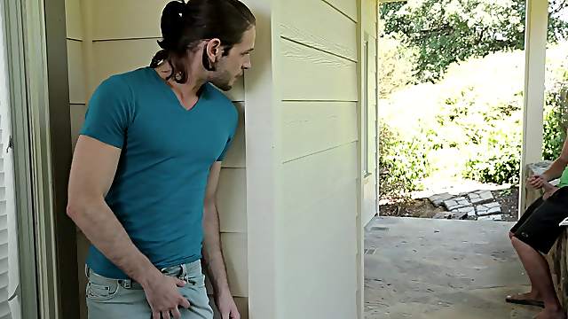 Strong gay guy gets to fuck a friend's ass outdoors while he moans