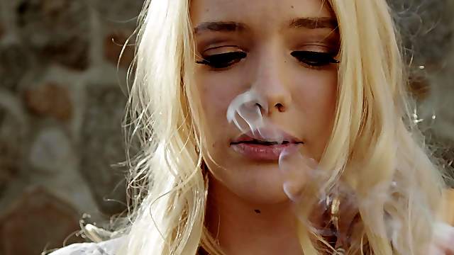 Kenna James spreads her legs so a tattooed guy can screw her