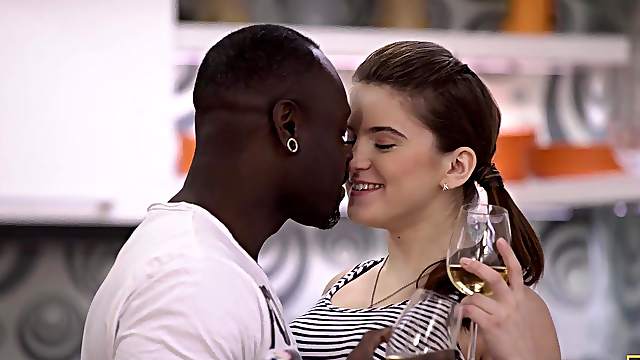 Very huge dick of black lover makes white teen happy