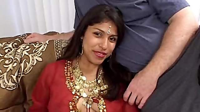 Lusty Indian honey takes black and white cocks
