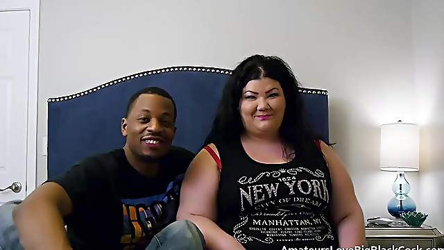 Chunky BBW pounded by two big black cocks
