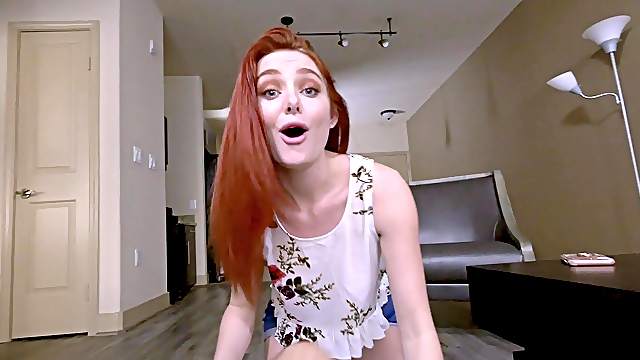 Blue eyed redhead teen Lacy Lennon rides a cock with her round ass