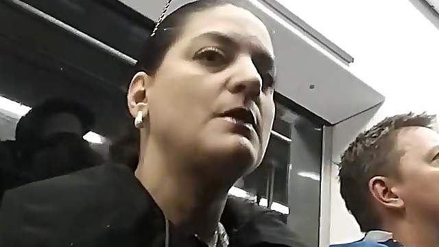Mature Lady likes bulge..she cant stop looking