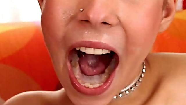 Hot blonde Sarah 2 deepthroats and eats the sweet cum