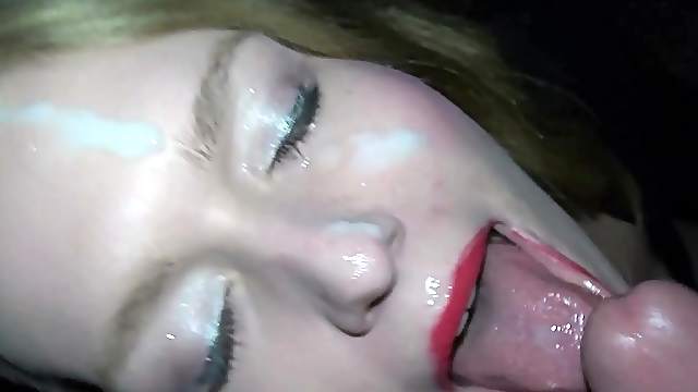 german amateur public facial and walk on street