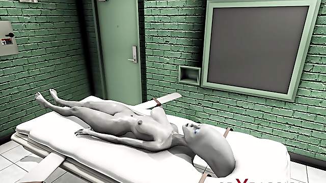 Female alien in a jail gets fucked hard by a hot dickgirl in a mask