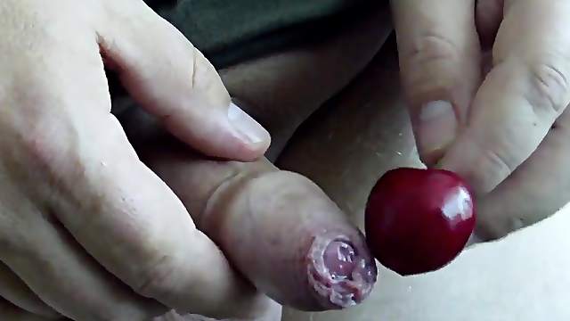 Here is a brand new clip showing me (male),my uncut cock and a cherry.