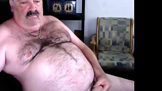 Old fat gay with a small cock lowers cum on camera