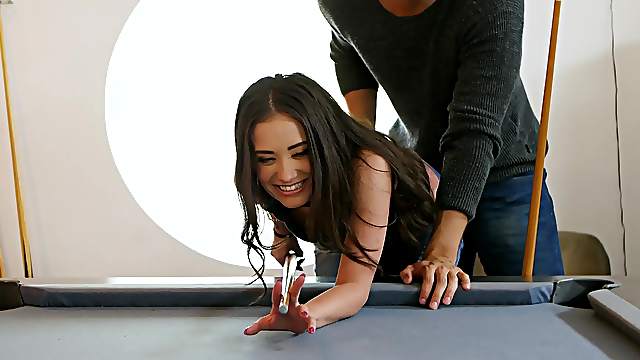 Cute girlfriend Gia Paige gets her pussy fucked on the pool table