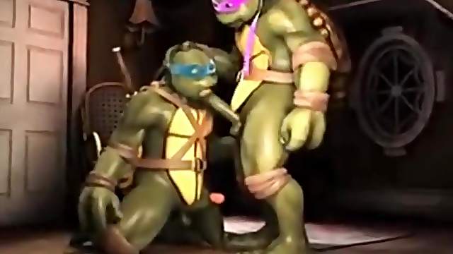 3D gay game with Ninja Turtles banging in different positions