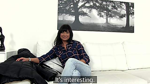 Brunette cougar in jeans gets fucked deep during a job interview