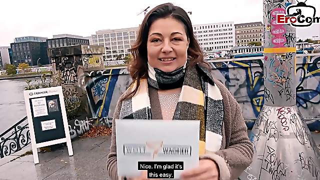 German ugly fat housewife public pick up date casting pov