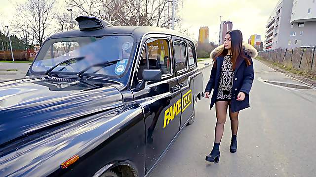 Hardcore fucking in the back of the taxi with provocative Martina Smeraldi