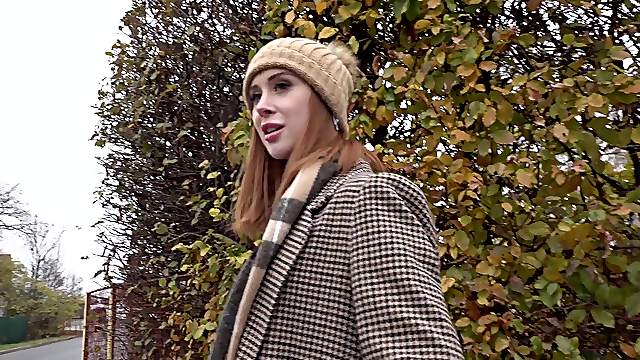 Redhead stranger Lenina Corwne gives a blowjob and rides in POV