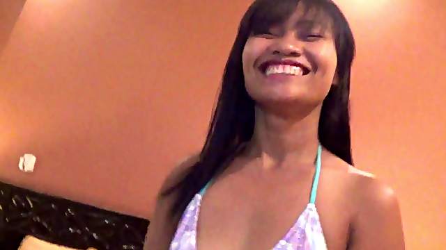 Wild Thai hooker masturbates while a dirty dude pokes her cunt