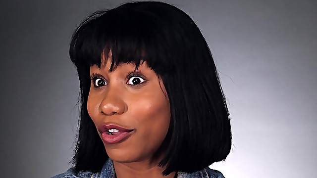 Ebony pornstar Jenna Fox pleasures her orgasmic pussy with fingers