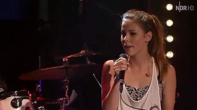 German  beauty teen singer on stage