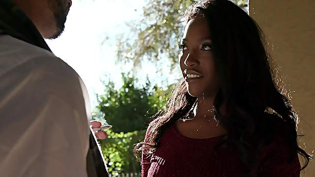Hardcore fucking on the bed with provocative ebony Daya Knight