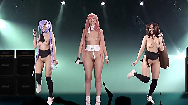 Naked Singer on stage. Virtual Reality