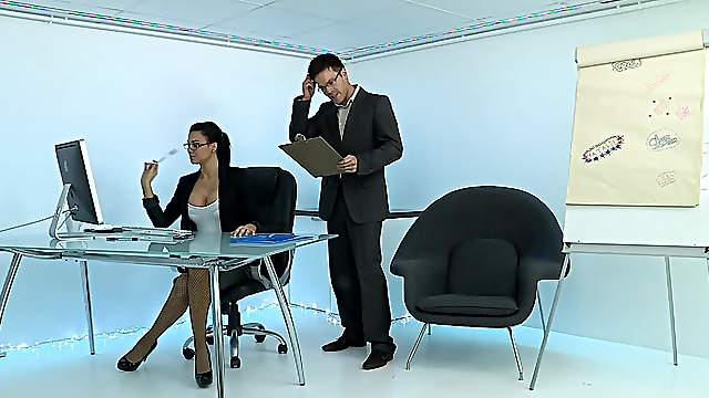 Hot sexy slut secretary addicted to boss cock
