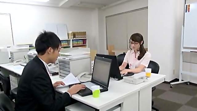 Amazing fucking on the office table with a stunning Japanese secretary