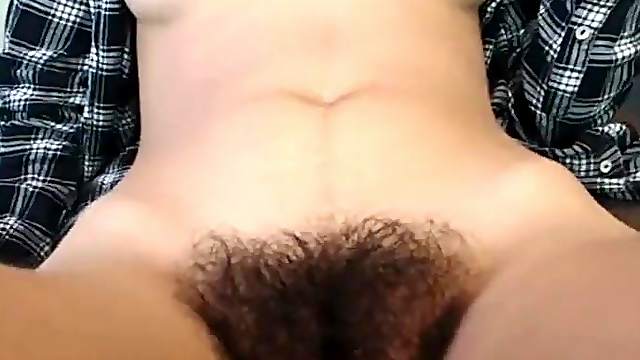 Extremely hairy pussy on webcam