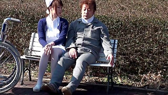 Wild outdoors fucking between a nurse and a lucky patient