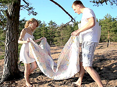 Amazing outdoors video with small boobs blonde girlfriend Mariana