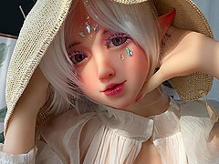 Fetish video of a good looking female sex doll with gray hair