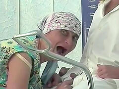 hairy bush ugly 86 years old granny gets fisted and rough fucked by her clinic gynecologist