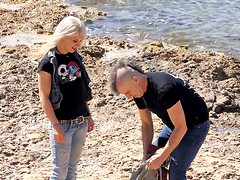 Rough outdoor dicking with blonde Nora Barcelona and her man