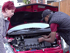 Redhead cougar Sensual Caroline enjoys while riding a black dick