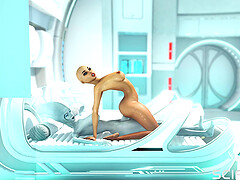 Super alien sex in the sci-fi lab. Futa alien plays with a young hottie