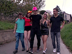Anetta Ki and other girls having group sex with some bisexual guys