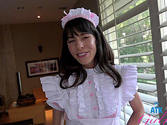 HD POV video of brunette Vera King giving her man a footjob